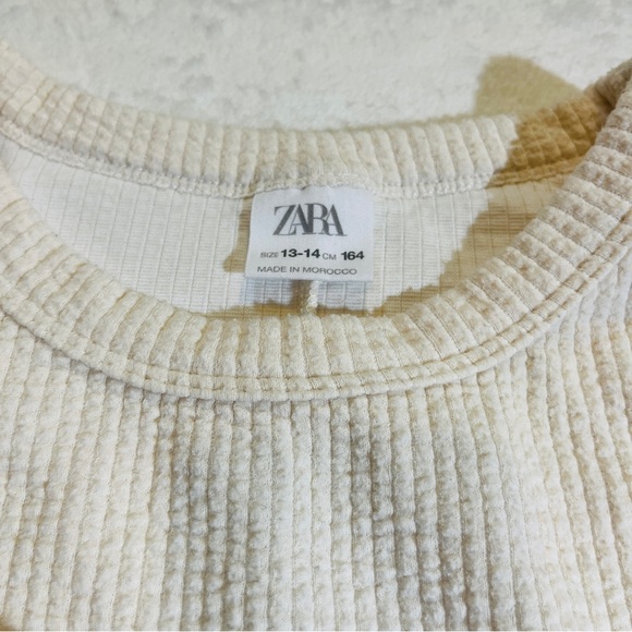 Varsity Letter A Cropped Waffle Knit Sweater Cream - Picture 4 of 4